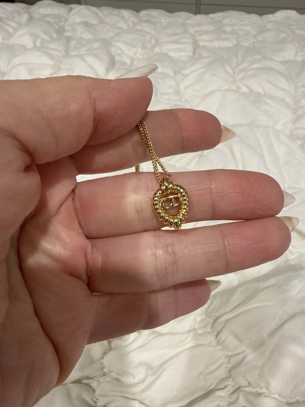 Christian Dior Vintage CD Logo Twisted Heart Charm Necklace